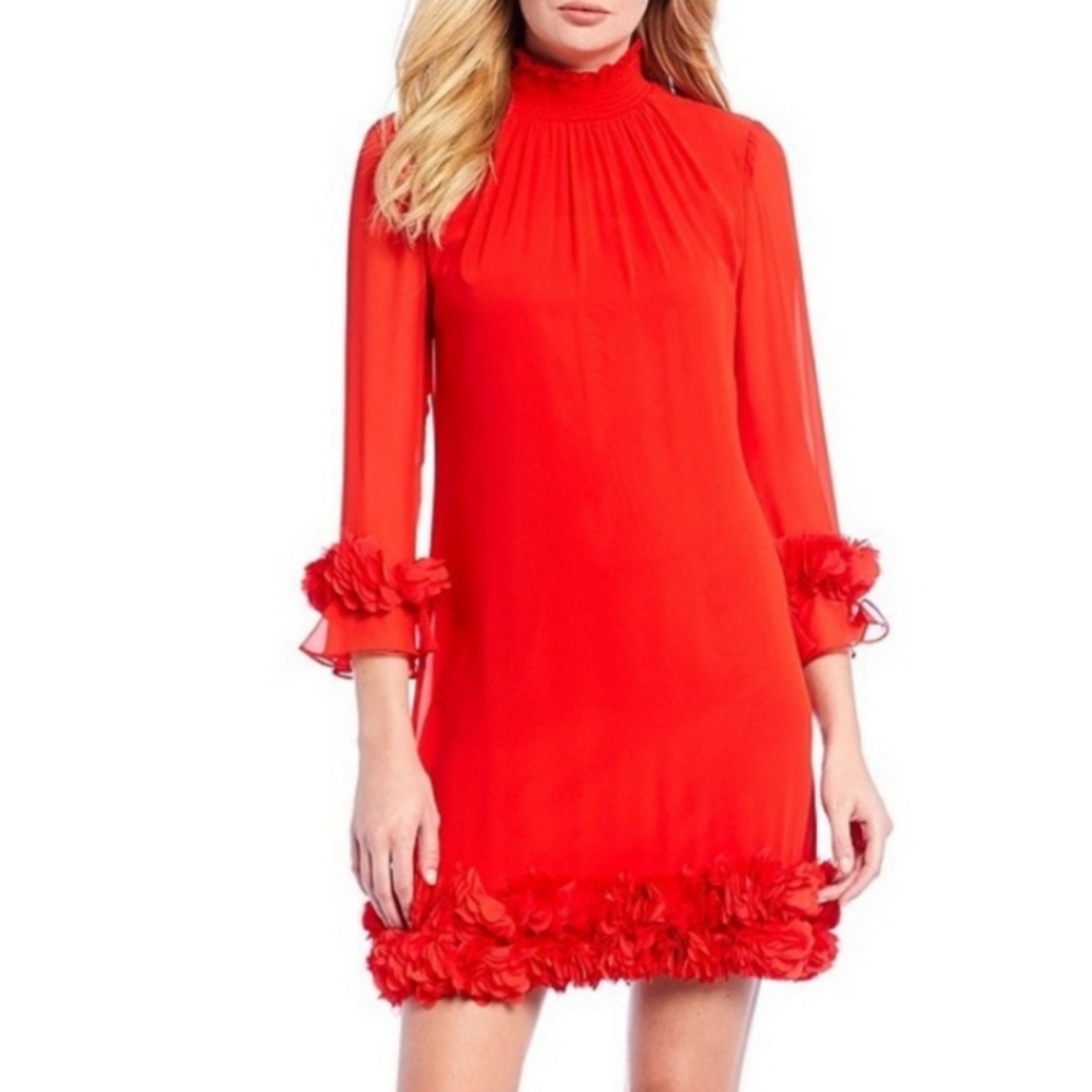 Alex Marie Red Floral Trim Dress